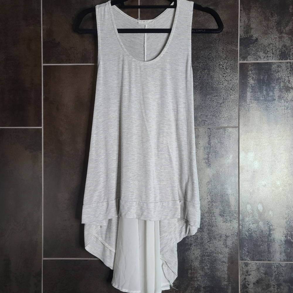 On The Road High Low Mixed Media Tank Grey Large